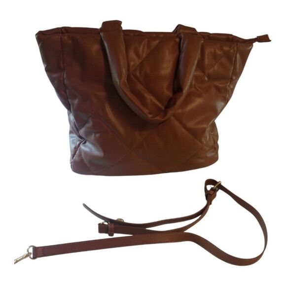 Puffy Quilted Medium Size Handbag With Detachable Shoulder Strap - Picture 1 of 9